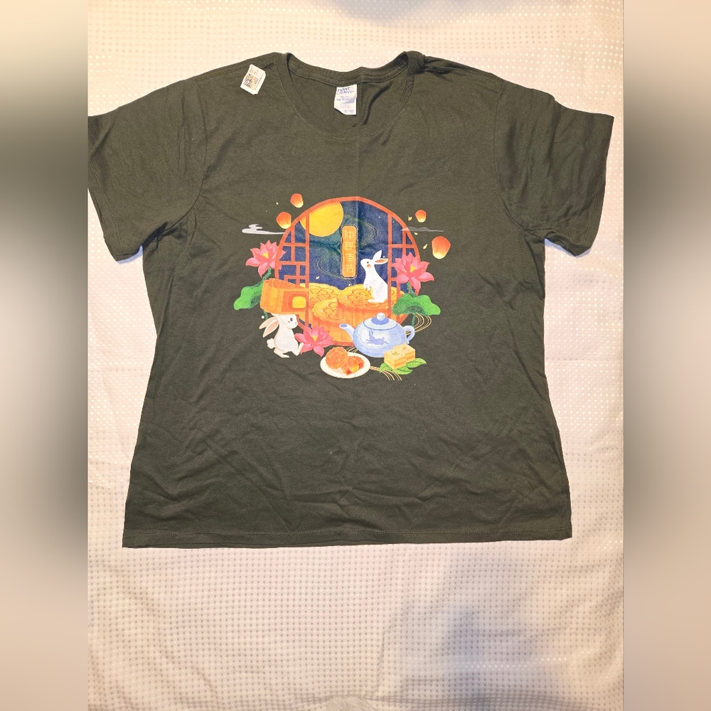 Rabbits And Tea T-Shirt WOMEN XXL GREEN